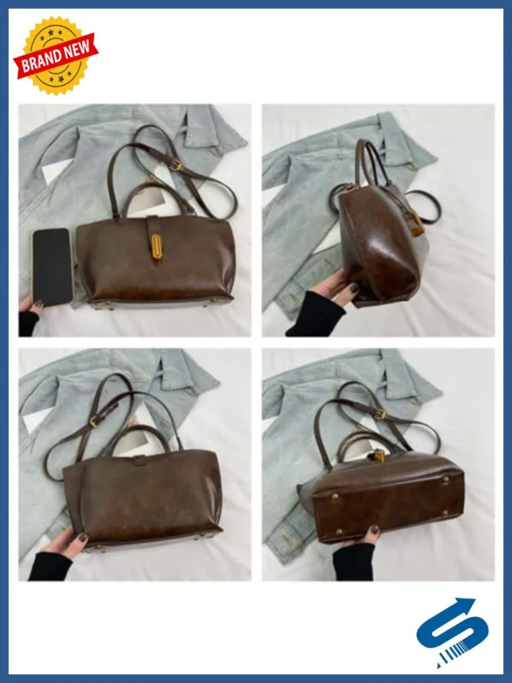 Vintage Small Leather Crossbody Handbag PU Leather Shoulder Bag with Adjustable